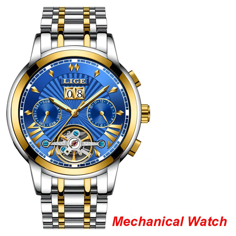 Orologi da Polso Meccanici Automatici LIGE 2026 per Uomo, Marca di Lusso, Orologio da Uomo con Tourbillon, Moda Business, Impermeabile