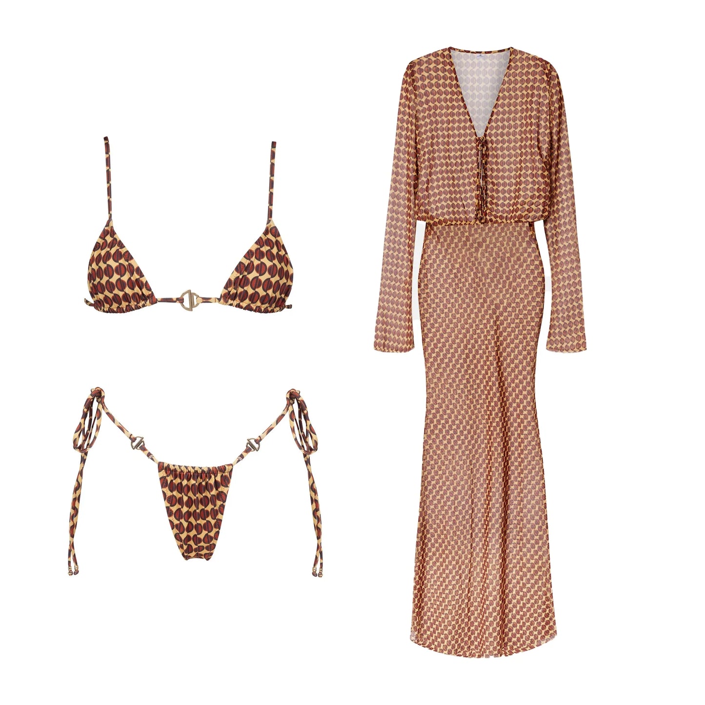 Costume da bagno bikini sexy con scollo all'americana con pantaloni Costumi da bagno Donna Bikini brasiliano Costume da bagno a gamba alta Estate femminile