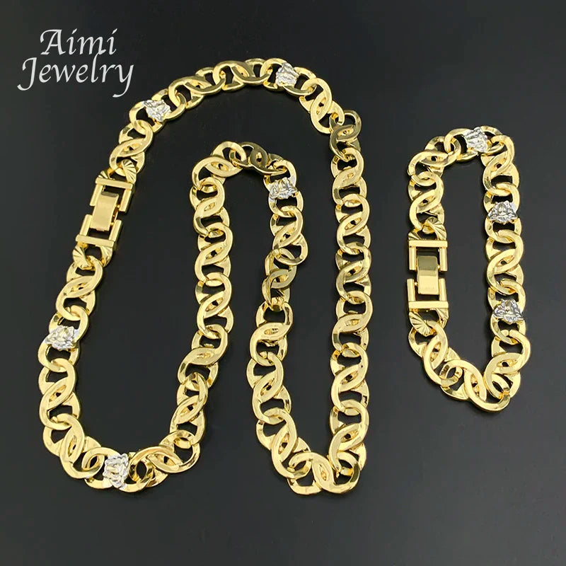 Set di Gioielli Originali per Uomo, Collana e Bracciale Hip Hop Placcati in Oro, Gioielleria alla Moda per Feste, Uso Quotidiano e Regali