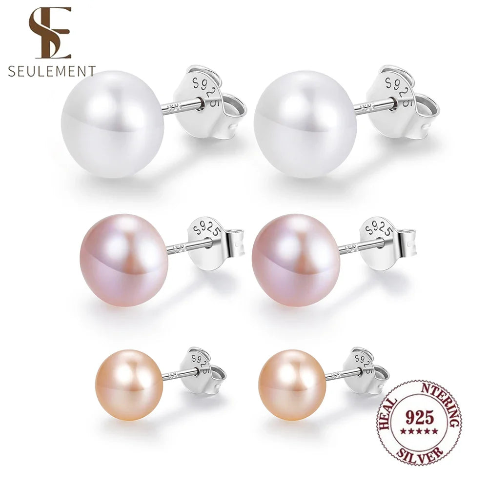 Orecchini a Perno con Perle Naturali d'Acqua Dolce per Donne, Argento Sterling 925, Gioielli Semplici e Colorati con Perle Selezionate a Mano