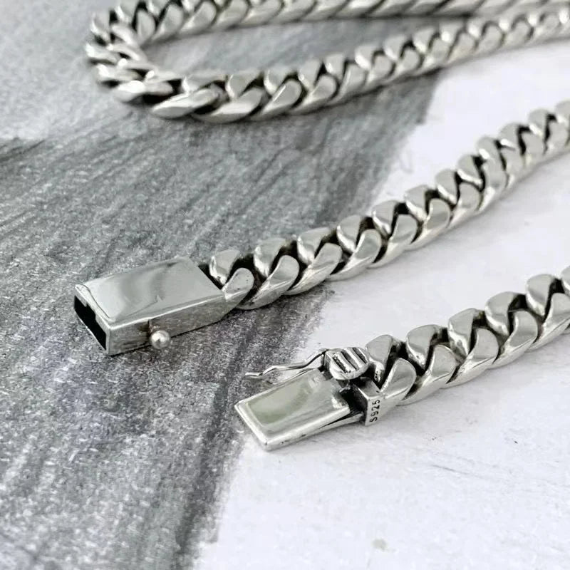 100% S925 Collana in argento sterling Bracciale Punk S925 Gioielli in argento Non sbiadisce mai Carry certificato Uomo Donna Gioielli Regali