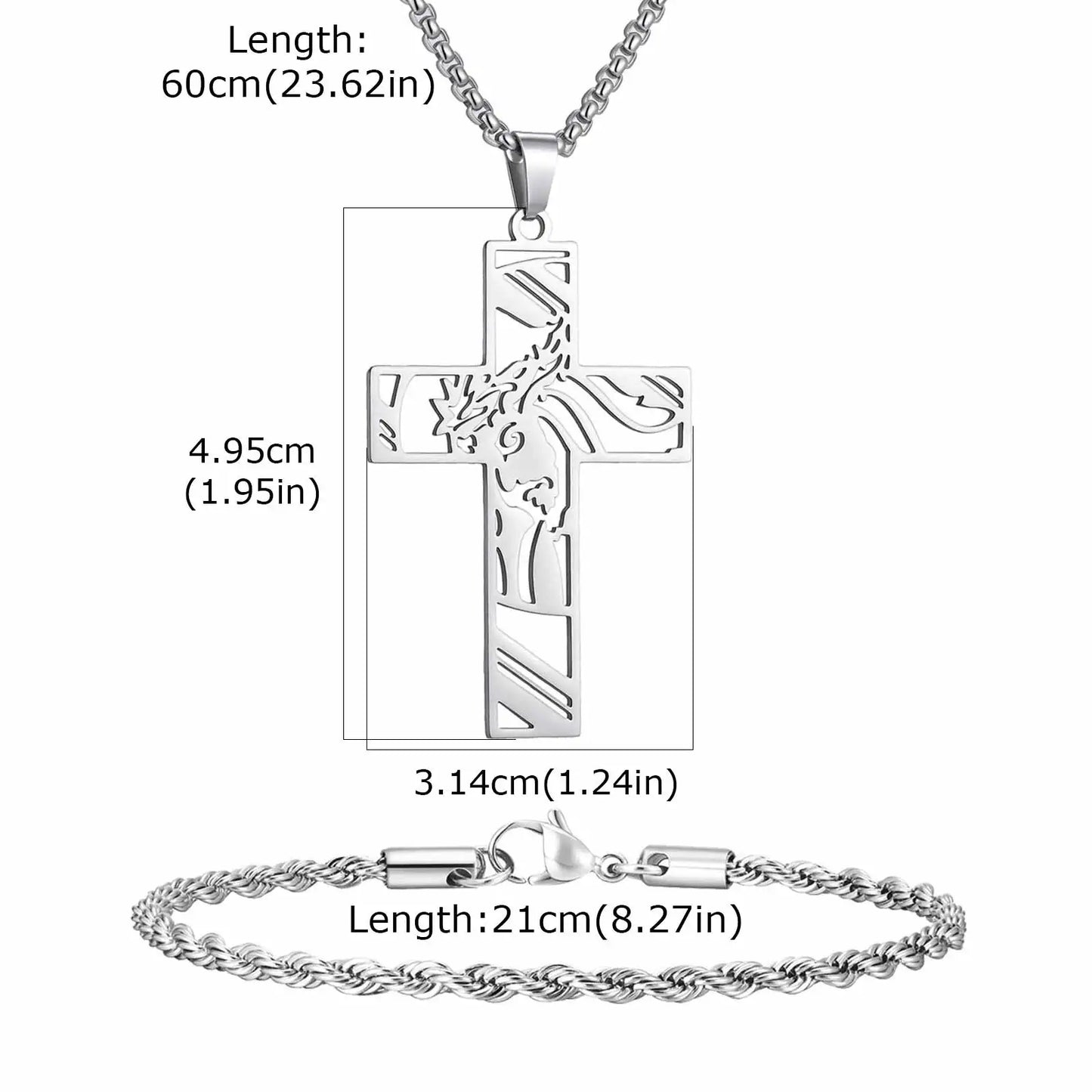 Vnox Set di 2 Pezzi Collana con Ciondolo e Bracciale da Uomo, Set di Gioielli in Acciaio Inossidabile Colore Nero Oro Argento, Regali di Gioielleria alla Moda