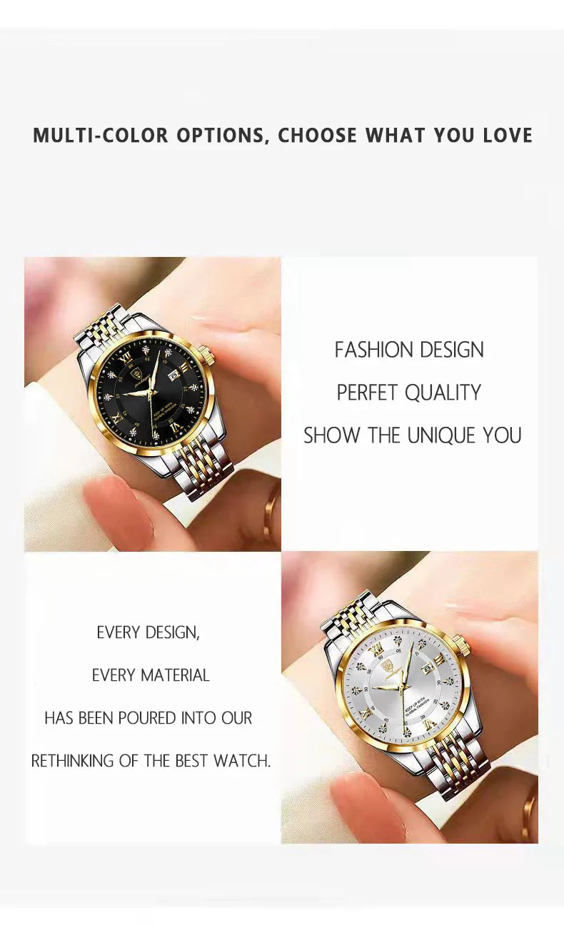 POEDAGAR Orologio da donna di lusso Orologio da donna impermeabile in acciaio inossidabile con data luminosa Orologi al quarzo da donna semplici e casual alla moda
