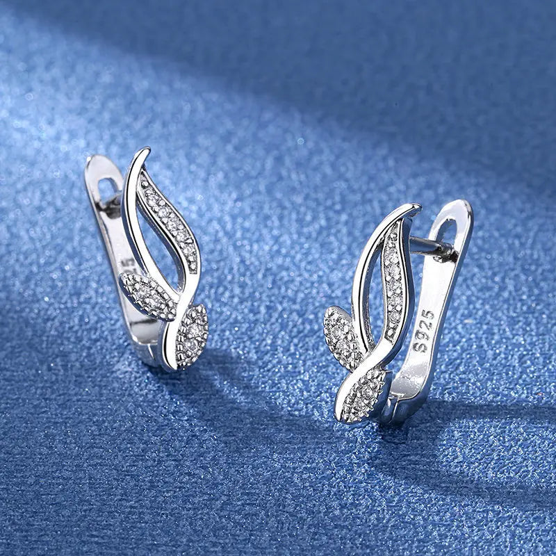 Orecchini in argento sterling 925 gioielli di alta qualità retrò modello semplice orecchini con zirconi bianchi viola vendita calda