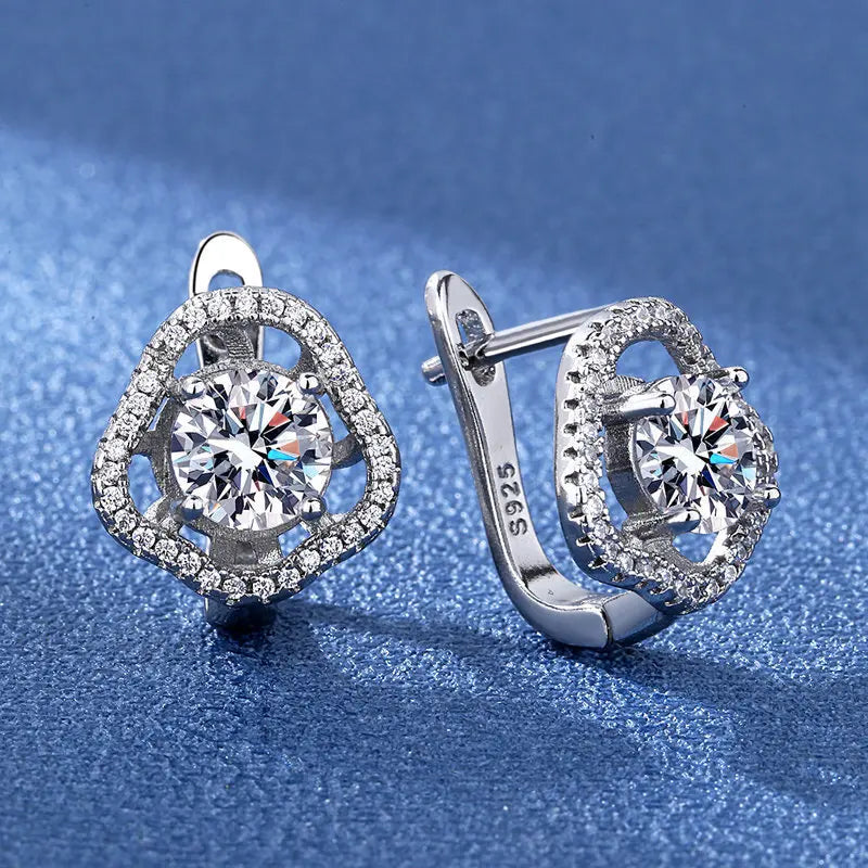 Orecchini in argento sterling 925 gioielli di alta qualità retrò modello semplice orecchini con zirconi bianchi viola vendita calda