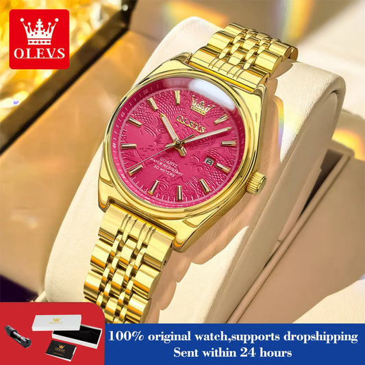 Orologio OLEVS 3703 da donna, elegante orologio al quarzo da donna, marca di alta gamma, impermeabile, luminoso, con calendario, orologio da polso di lusso per signora.