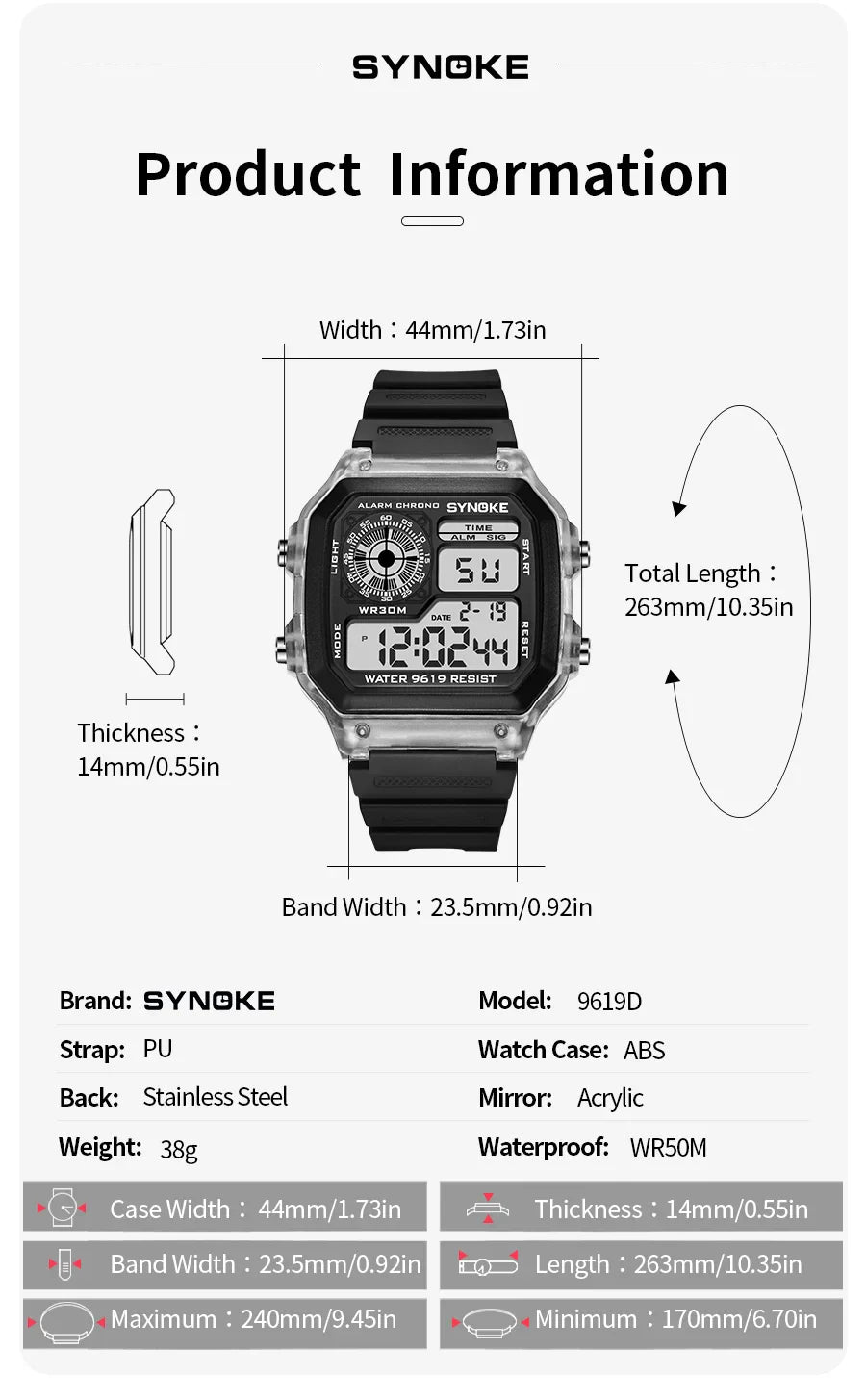SYNOKE Digital Watches uomo sport luminoso multifunzione impermeabile orologio da polso da donna all'aperto e in esecuzione studente sette luci