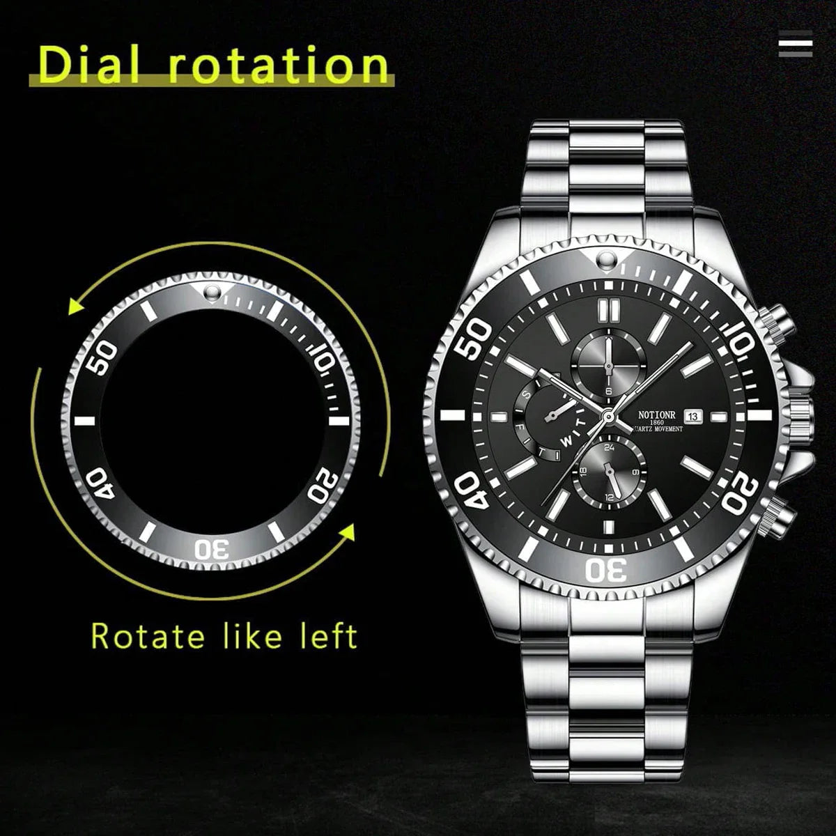 Orologi da lavoro da uomo di lusso Orologio da uomo al quarzo argento Orologio luminoso maschile