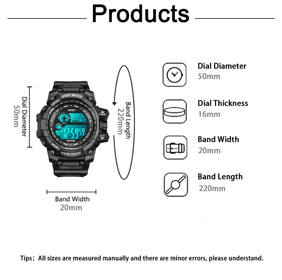 Nuovi uomini LED orologi digitali luminosi moda Sport orologi impermeabili per uomo data esercito orologio militare Relogio Masculino