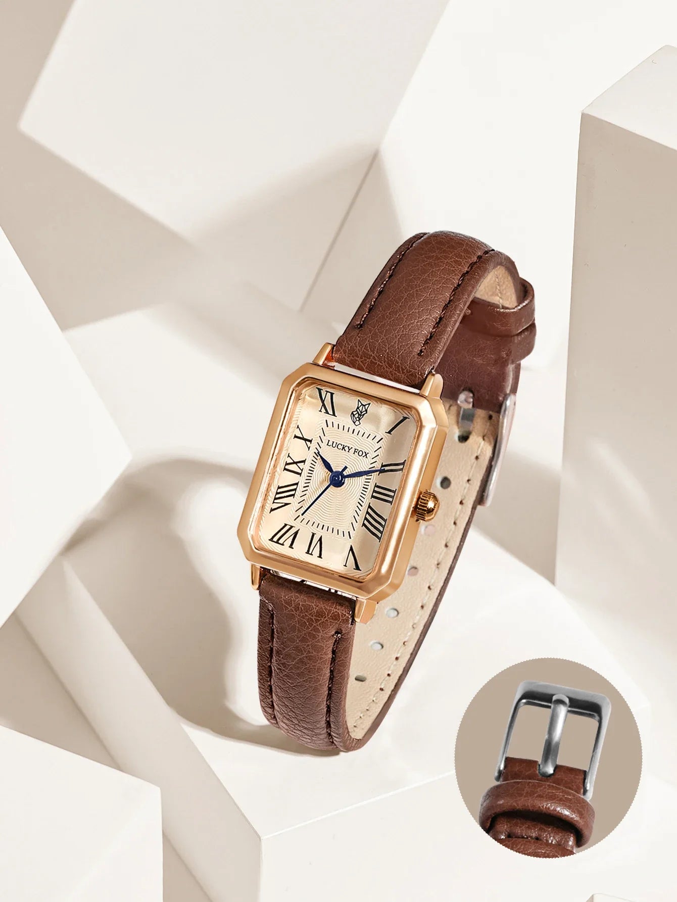 LUCKY FOX 2 pezzi confezione regalo di lusso leggera set braccialetto orologio orologio al quarzo quadrato da donna semplice e alla moda regalo del festival Reloj