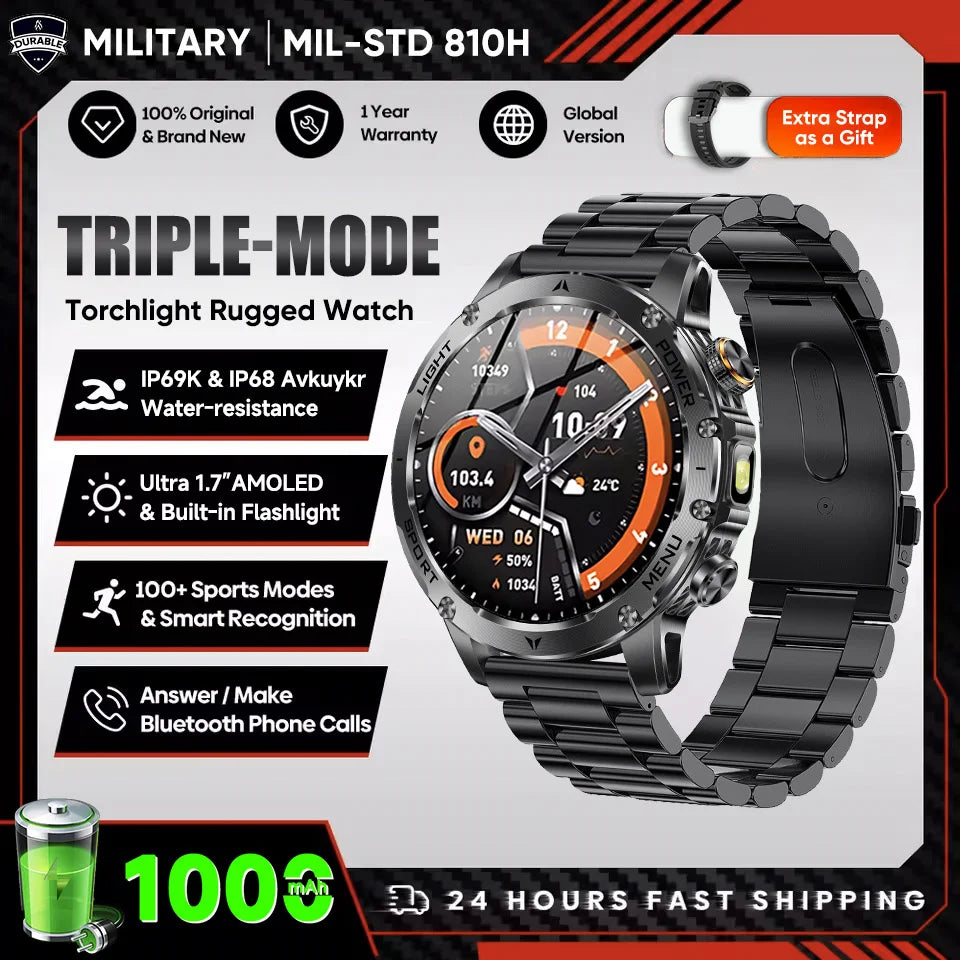 2025 Uomini Schermo AMOLED da 1,7 pollici Astuto Della Vigilanza 1000mAh Batteria Frequenza Cardiaca Chiamata Bluetooth NFC GPS Tracker Sport Fitness Orologi Nuovo