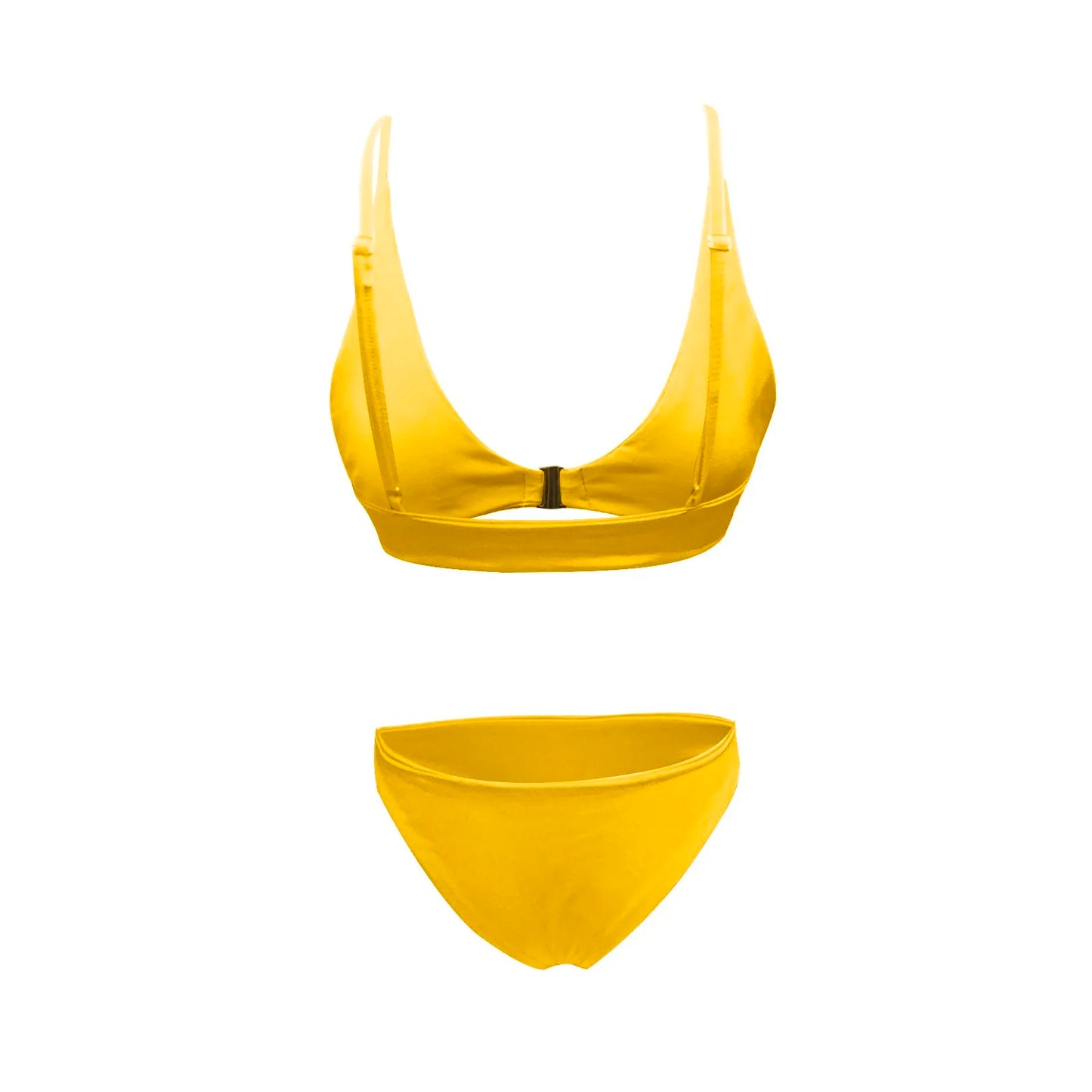 Muslimmuslimlim's Sexy muslimah Fashion tinta unita costumi da bagno donna vita alta Gold Lock Bikini Sexy Beachwear costume da bagno