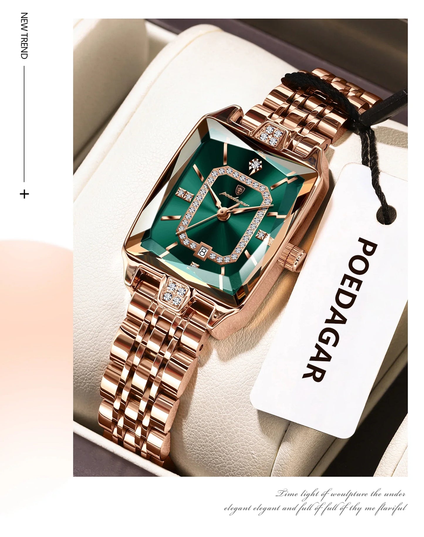 POEDAGAR Orologio da donna di lusso Impermeabile Data Orologio da polso da donna casual di alta qualità Orologio da donna elegante al quarzo in acciaio inossidabile
