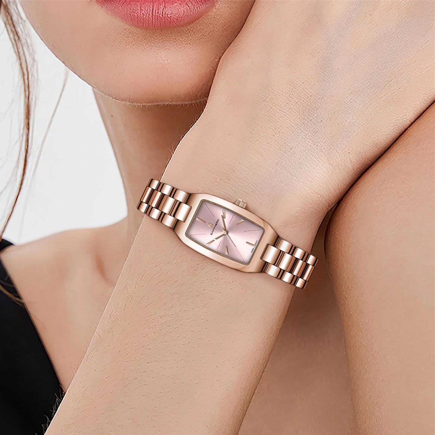 SAPPHEROLuxury Orologio da donna Cinturino in acciaio inossidabile Orologio impermeabile Quadrante ultrasottile Orologio da donna semplice alla moda Orologio accurato