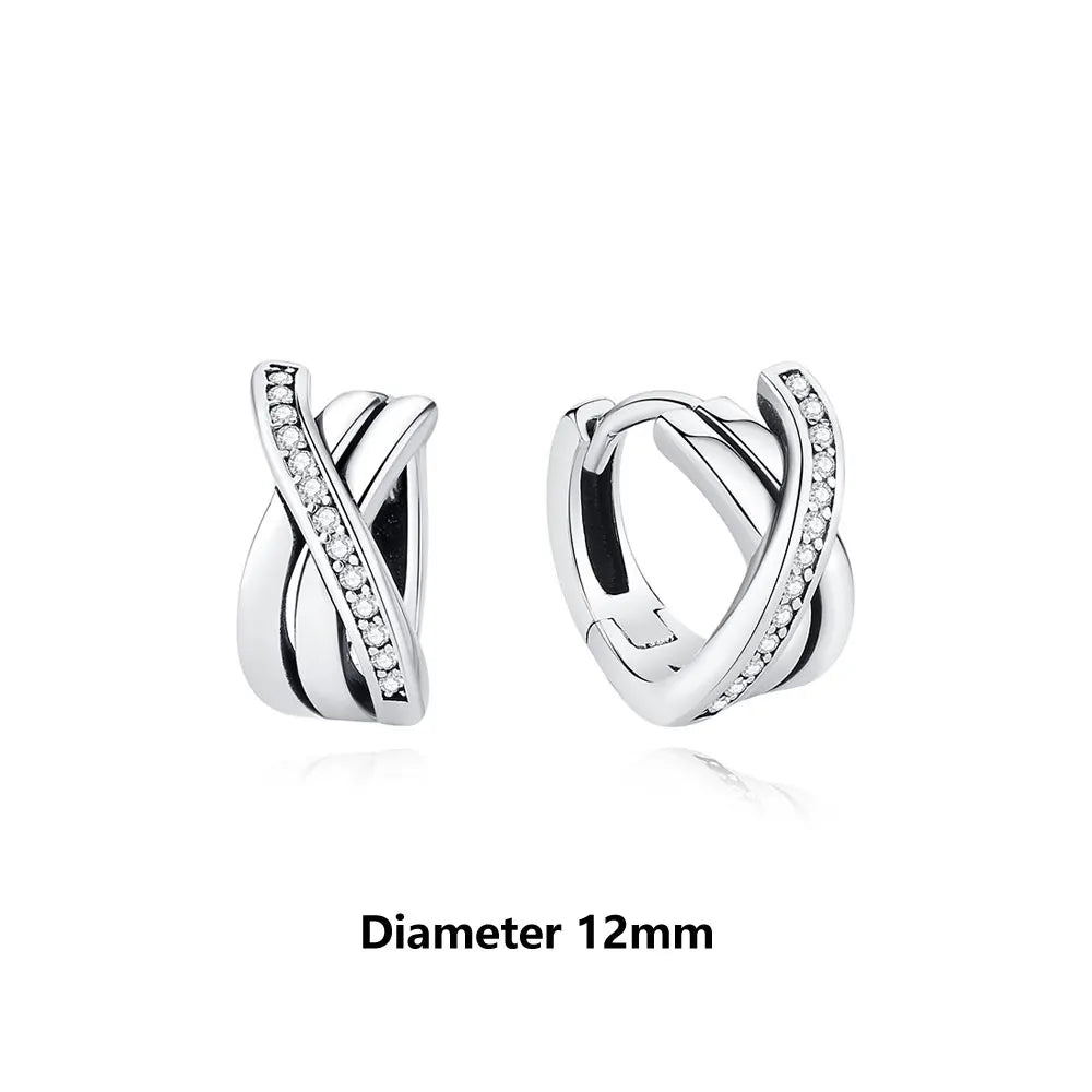 Orecchini Originali in Argento Sterling 925, Modello 2026, a Perno e a Cerchio con Cristalli, per Donna, in Oro Rosa, con Corona, Cuore, Infinito, Ape, Gioielli