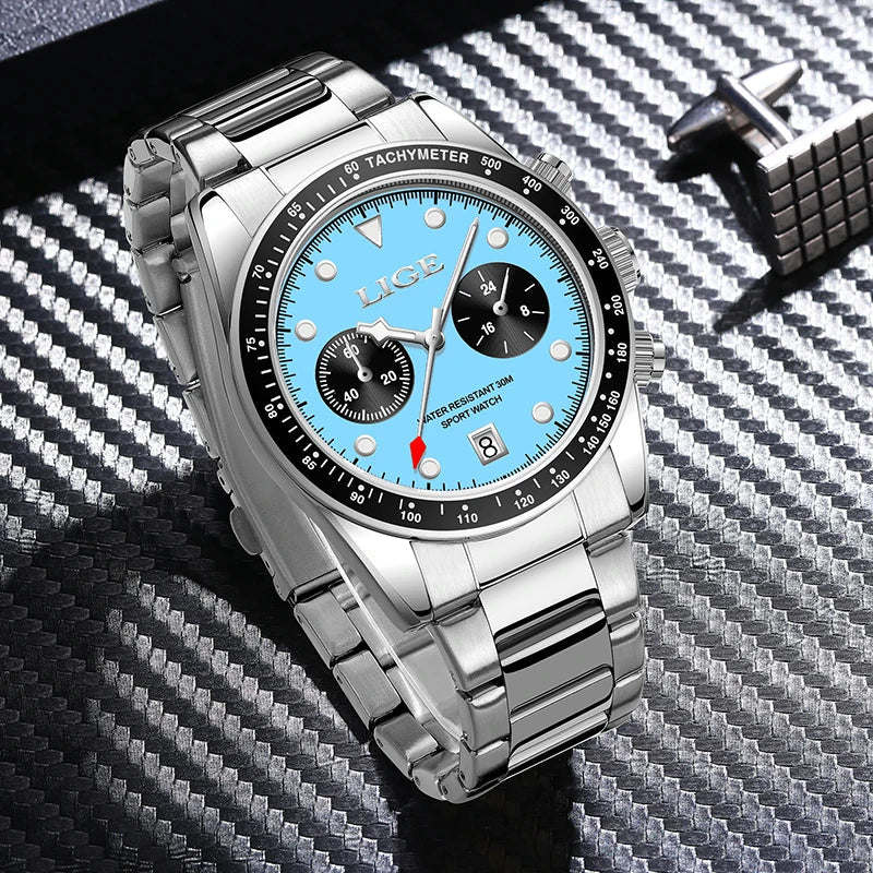 LIGE Nuovi orologi da uomo Orologi da polso al quarzo da uomo di lusso delle migliori marche Cronografo sportivo impermeabile e luminoso Relogio Masculino+BOX
