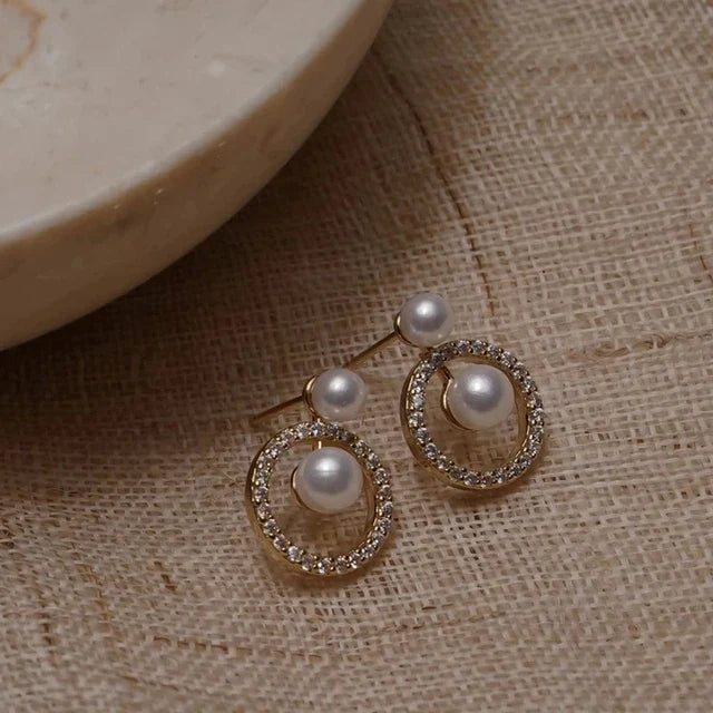 Gioielli in oro 14k di lusso Orecchini in oro reale Zircone Perla Twist Orecchini a bottone di lusso per le donne Brincos Pendientes Bijoux