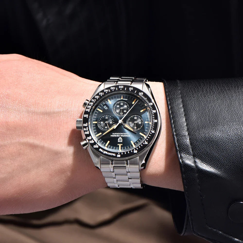 PAGANI DESIGN 500 Orologio da Uomo di Lusso con Cronografo Sportivo, Quadrante Tondo, Vetro Zaffiro AR, Movimento Giapponese, Acciaio 316L, Luminoso