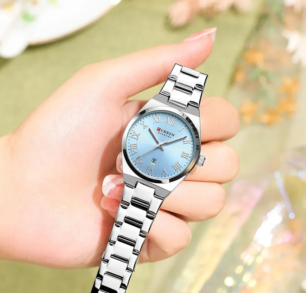 CURREN Orologio da donna, Orologi da donna, Orologi da donna, Abito alla moda impermeabile Bracciale in acciaio inossidabile Orologi analogici Data