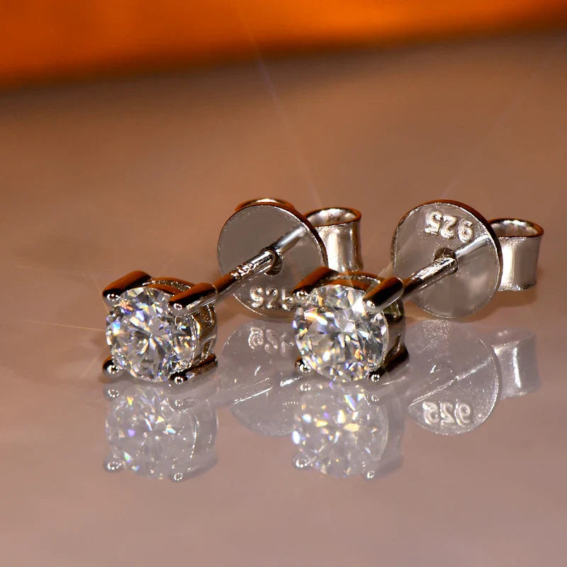 IOGOU 3mm/4mm/5mm/6.5mm/8mm/9mm/10mm/11mm Certificato D VVS1 Moissanite Orecchini con perno 925 Orecchini in argento per le donne Uomini Gioielli