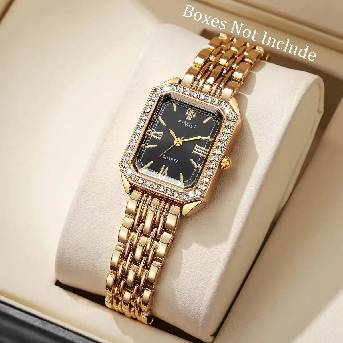 Orologi da donna rettangolari alla moda Orologio da donna al quarzo con strass Orologio da polso con cinturino Reloj Mujer (senza scatola)