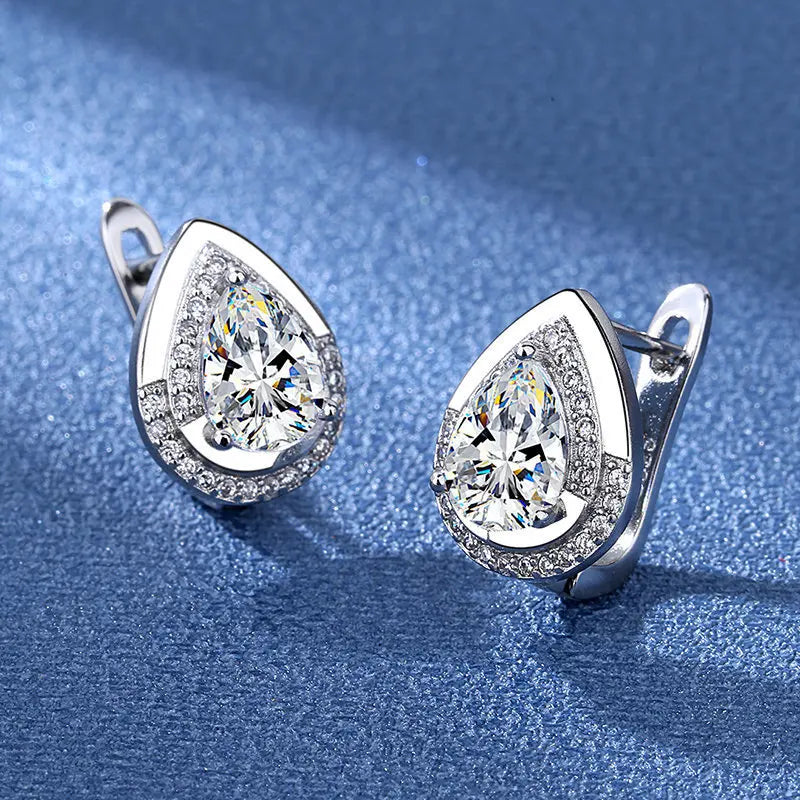Orecchini in argento sterling 925 gioielli di alta qualità retrò modello semplice orecchini con zirconi bianchi viola vendita calda