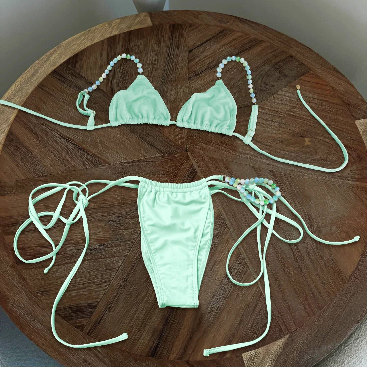 Perline Bikini 2025 Costume da bagno donna sexy Costumi da bagno femminili Micro bikini Set costume da bagno a fascia Beachwear Rosa brasiliano Biquini