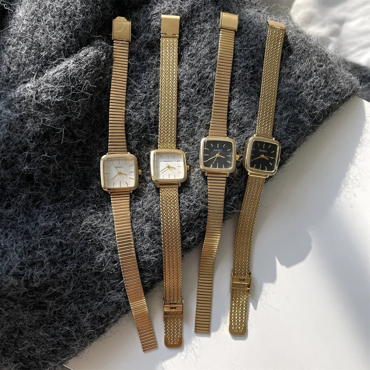 Orologio al quarzo semplice di marca per donna Orologi da donna regalo di lusso retrò Orologi da polso con cinturino in acciaio inossidabile regolabile con quadrante piccolo