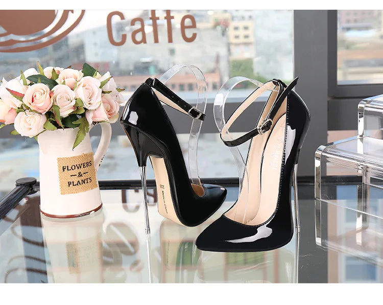 Sexy 16cm Extreme High Heels Pumps Shoes Woman Fashion Key Black Red Heeled Dance Party Wedding Office Shoes Ladies Large Size