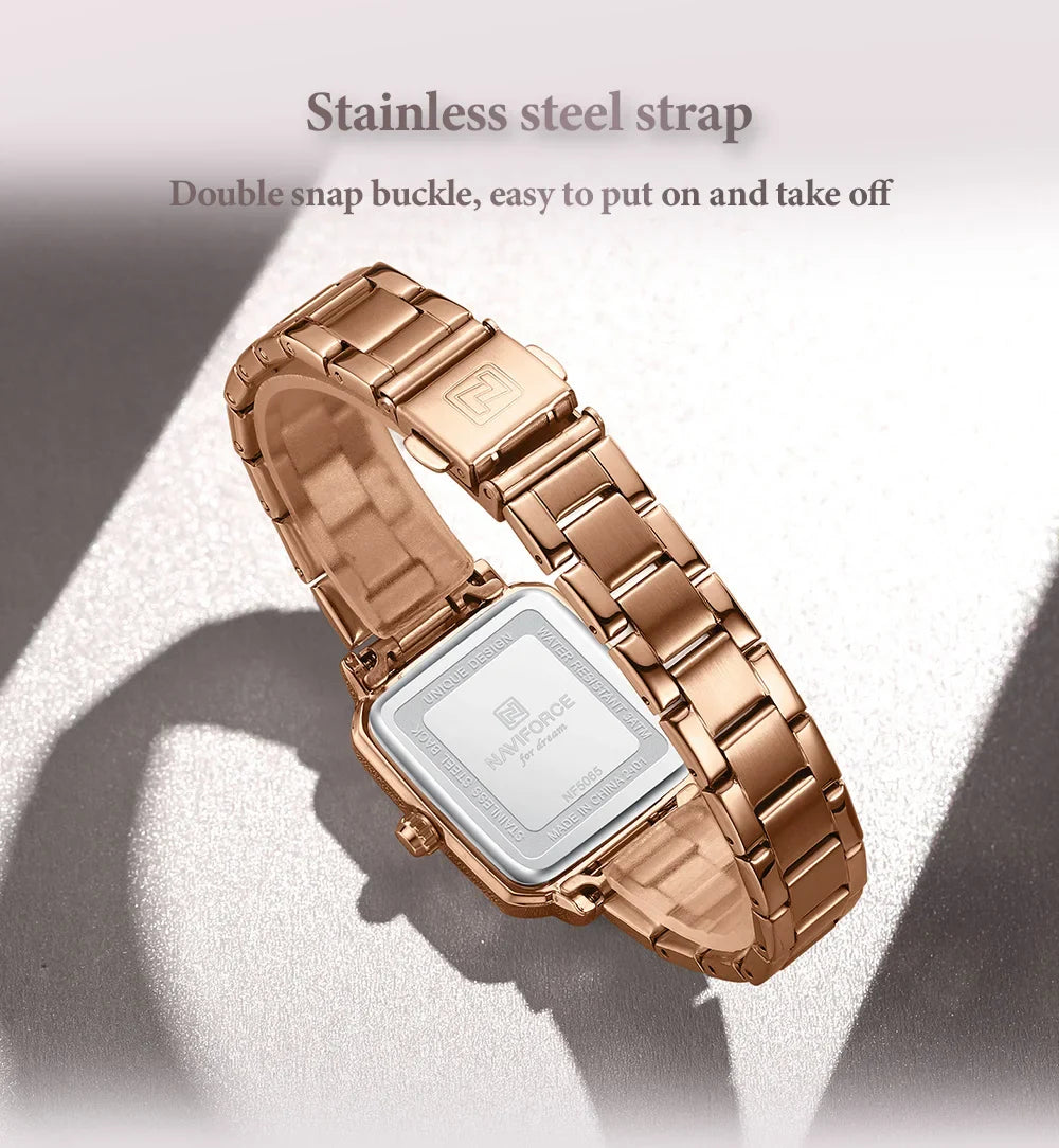 NAVIFORCE Orologio da donna alla moda per donna Orologio da polso da donna casual impermeabile al quarzo in acciaio inossidabile da regalare alla fidanzata 2025