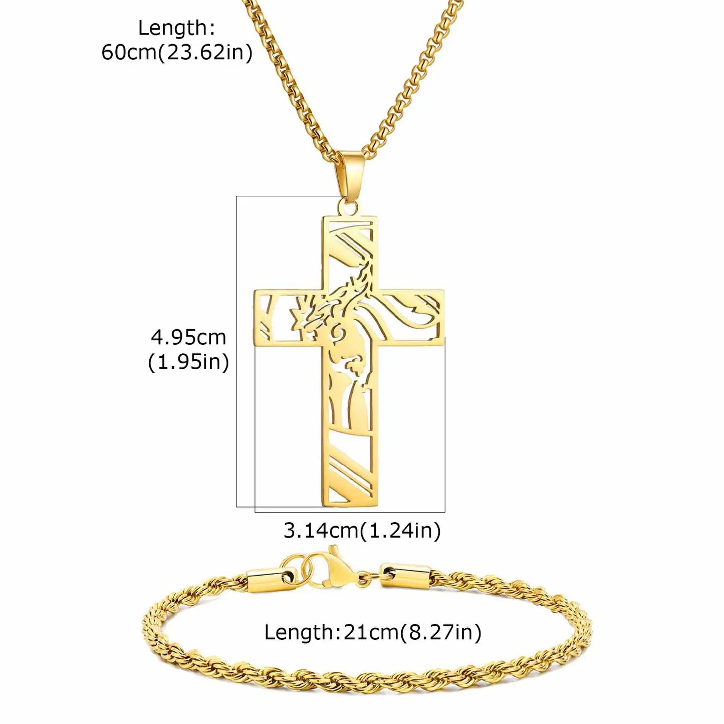 Vnox Set di 2 Pezzi Collana con Ciondolo e Bracciale da Uomo, Set di Gioielli in Acciaio Inossidabile Colore Nero Oro Argento, Regali di Gioielleria alla Moda