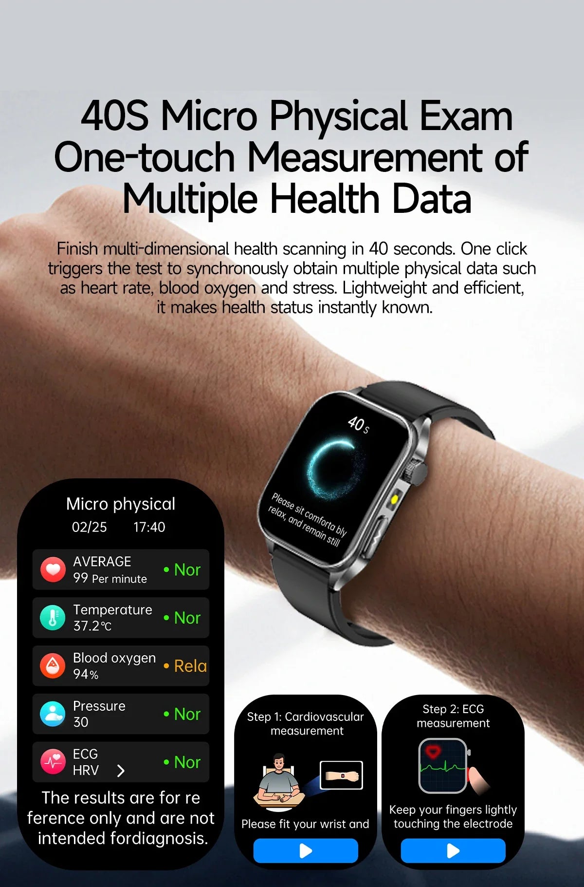 2025 Trattamento laser Tre Smartwatch alti 1.95 "Schermo curvo in zaffiro ECG + PPG Grasso nel sangue Acido urico Diagnosi salute Smartwatch