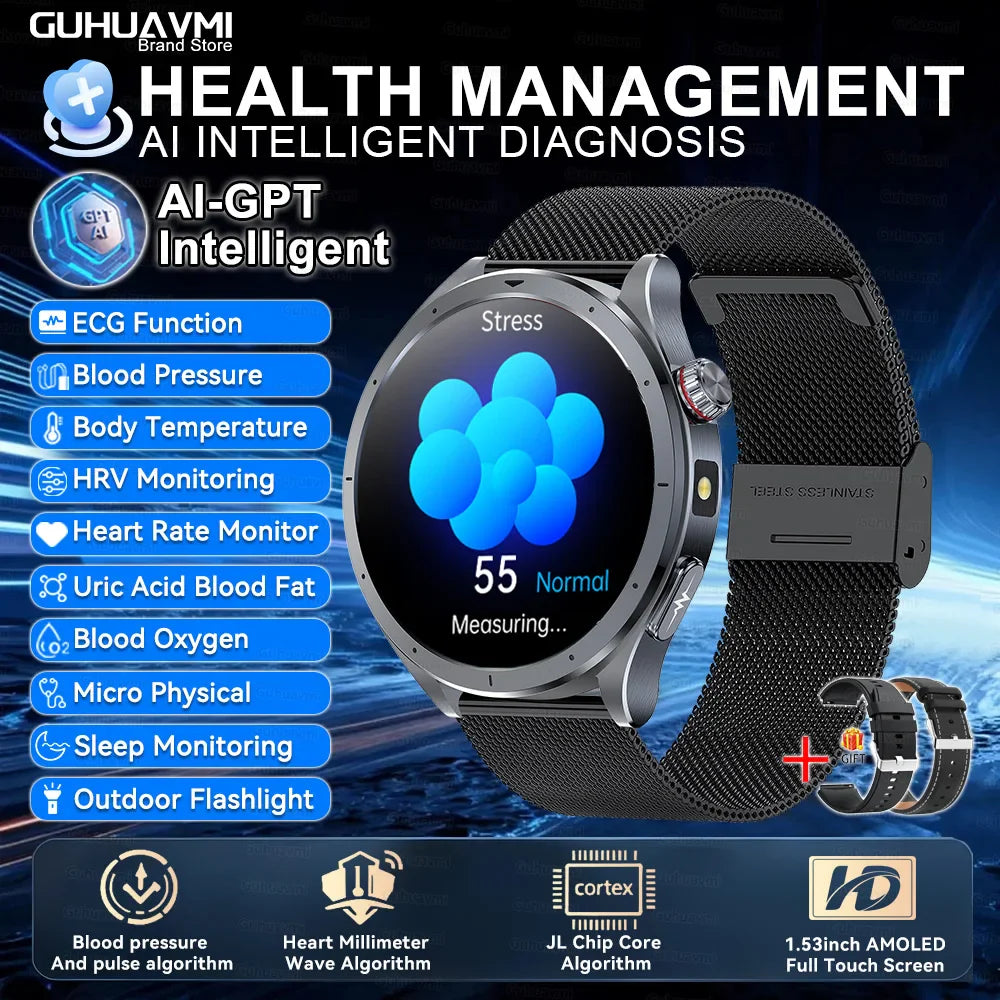 Nuovo Smartwatch 2026 per Analisi del Grasso Corporeo, ECG+PPG, Acido Urico, Pressione Sanguigna, Ossigeno nel Sangue, Orologio con Chiamate per Uomini e Donne
