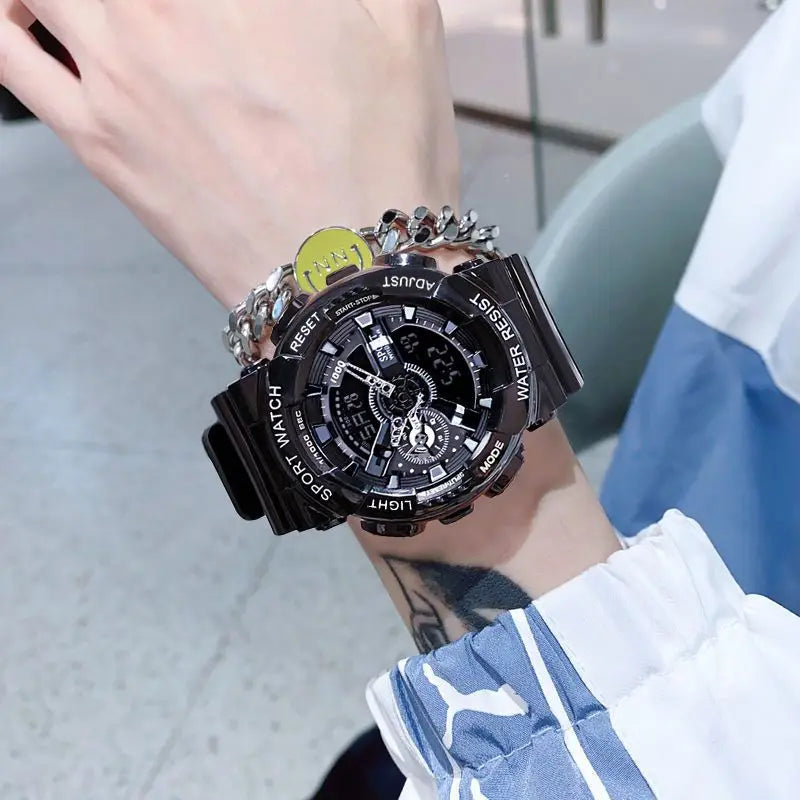 Orologi da uomo di tendenza alla moda, orologio elettronico sportivo multifunzione per giovani