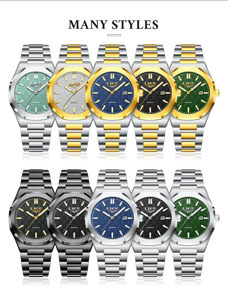 LIGE Orologio da donna elegante e lussuoso, orologio classico alla moda con data automatica, cinturino in acciaio inossidabile, orologi luminosi impermeabili per donna, regalo per signora