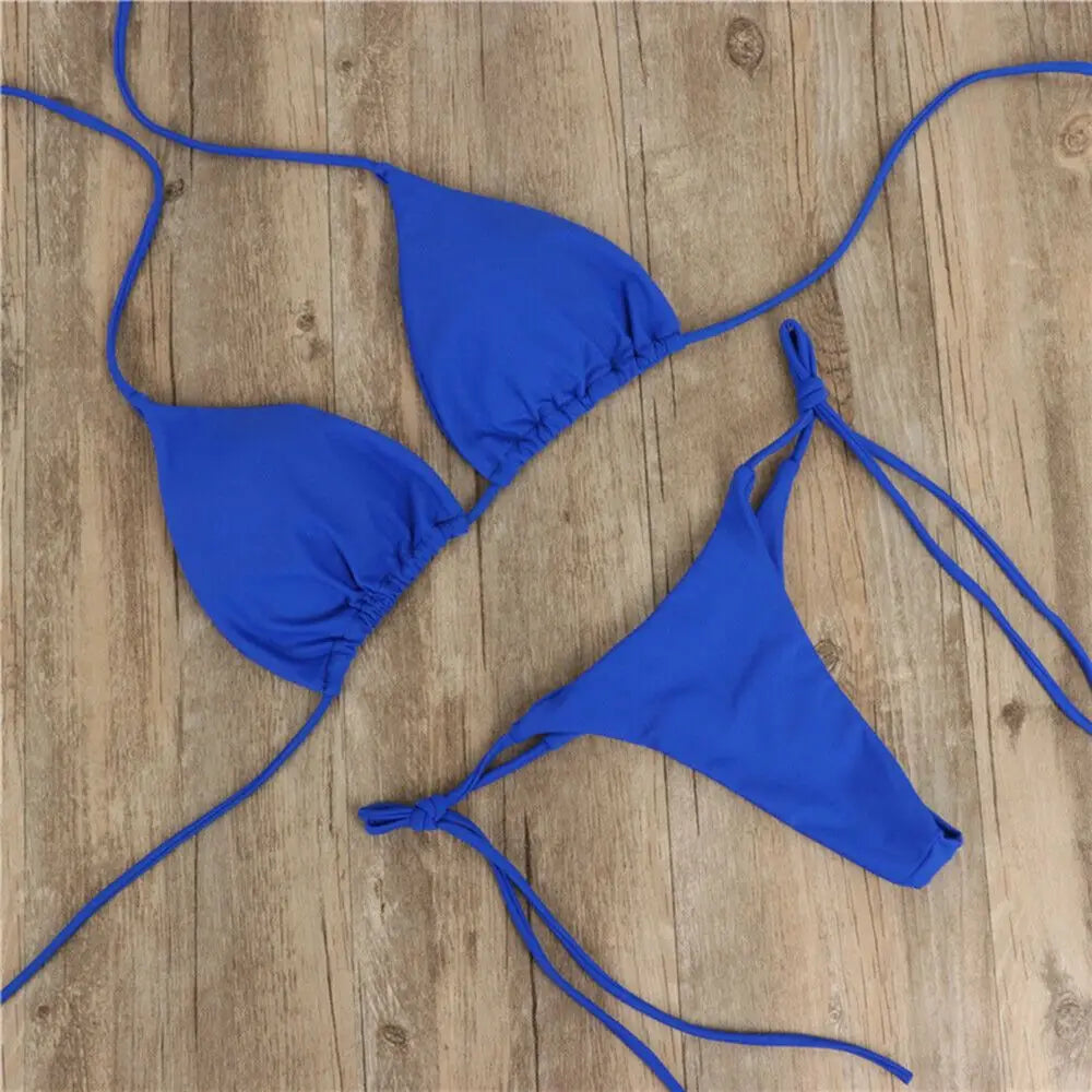 Moda tinta unita Sexy perizoma perizoma Backless Split costume da bagno costume da bagno brasiliano costumi da bagno Bikini Set