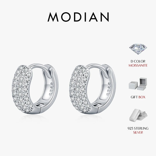 MODIAN D Colore Scintillante Moissanite Fibbia Dell'orecchio 925 Sterling Silver Cerchio di Lusso Orecchini A Cerchio Per Le Donne Da Sposa Gioielleria Raffinata