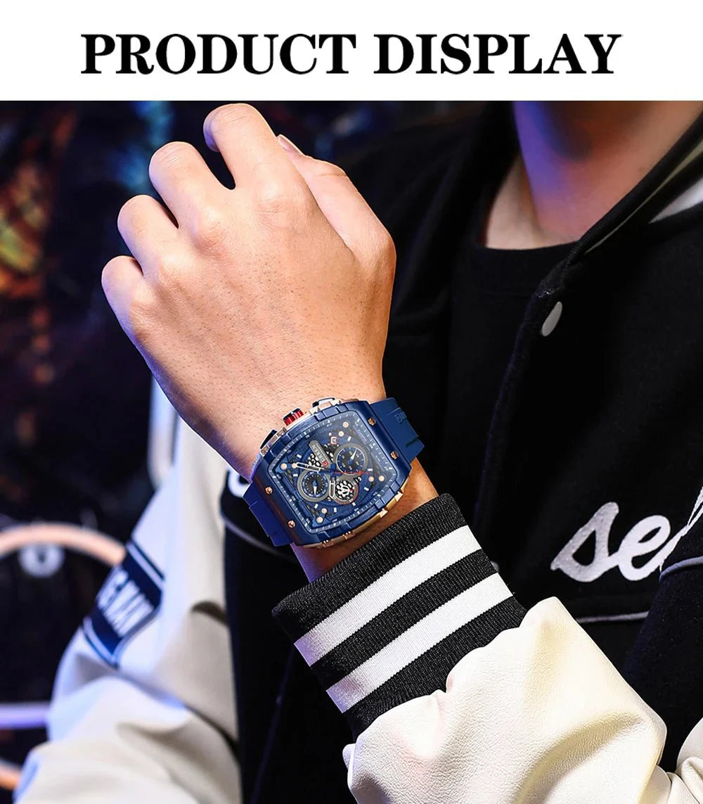 CURREN Orologio da uomo alla moda, marchio unico, design quadrato, lusso, nastro sportivo al quarzo, orologi da uomo impermeabili