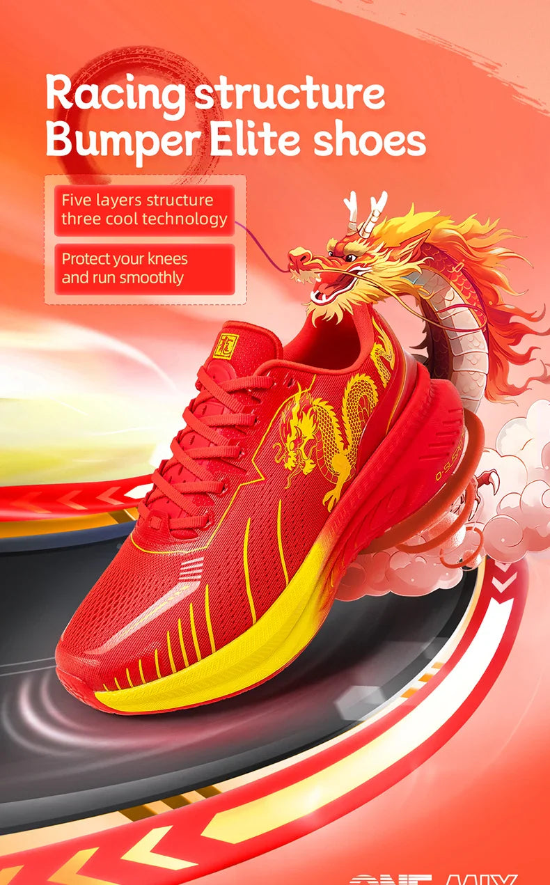 Scarpe da corsa ONEMIX Paraurti rosso riflettente Elite Scarpe sportive con rialzo di altezza per scarpe da ginnastica da passeggio in mesh traspirante per esterni da uomo