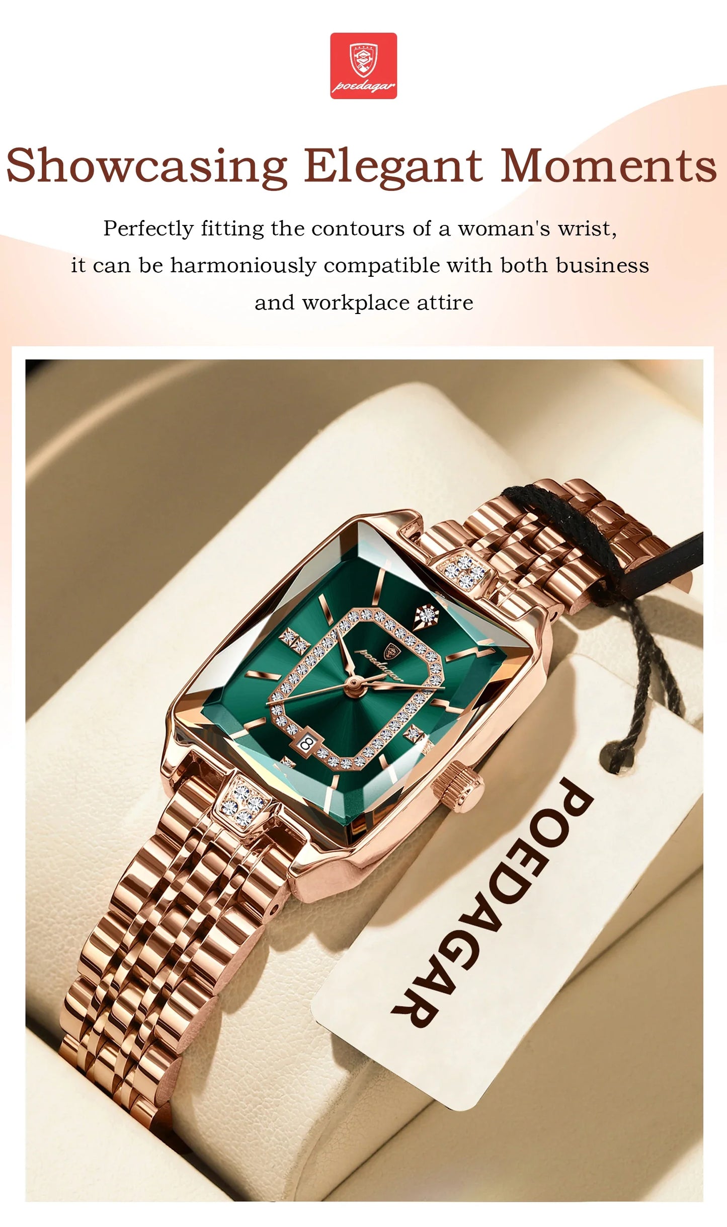 POEDAGAR Orologio da donna di lusso Impermeabile Data Orologio da polso da donna casual di alta qualità Orologio da donna elegante al quarzo in acciaio inossidabile