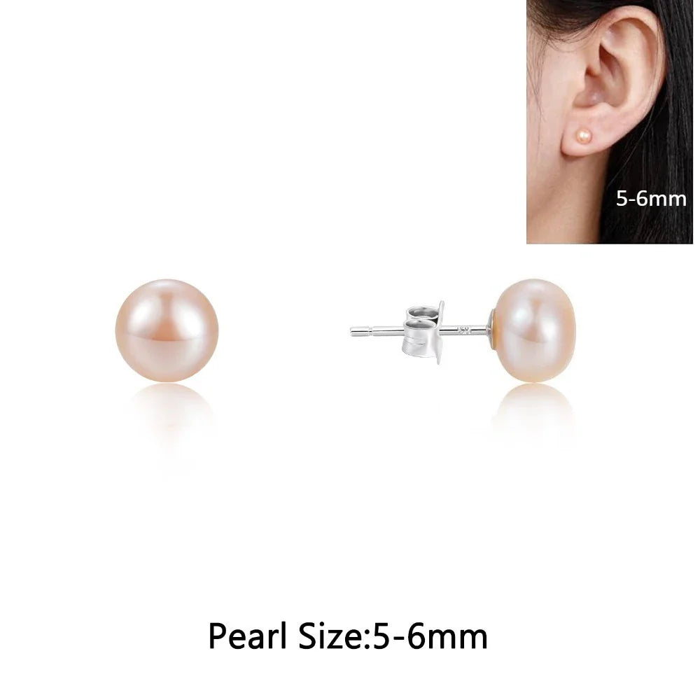 Orecchini a Perno con Perle Naturali d'Acqua Dolce per Donne, Argento Sterling 925, Gioielli Semplici e Colorati con Perle Selezionate a Mano