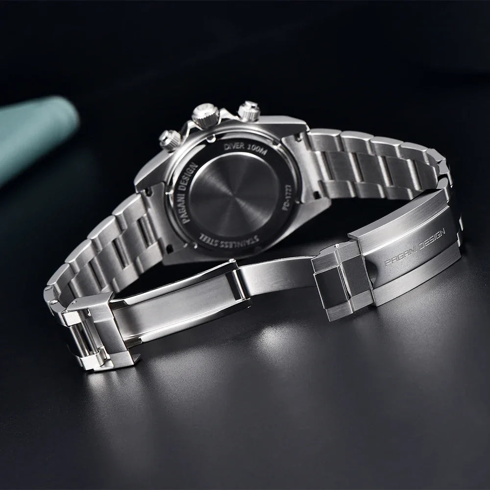 PAGANI DESIGN Nuovo orologio da polso al quarzo da uomo con lunetta in acciaio inossidabile, cronografo di lusso con vetro zaffiro VK63, orologio da uomo reloj hombre