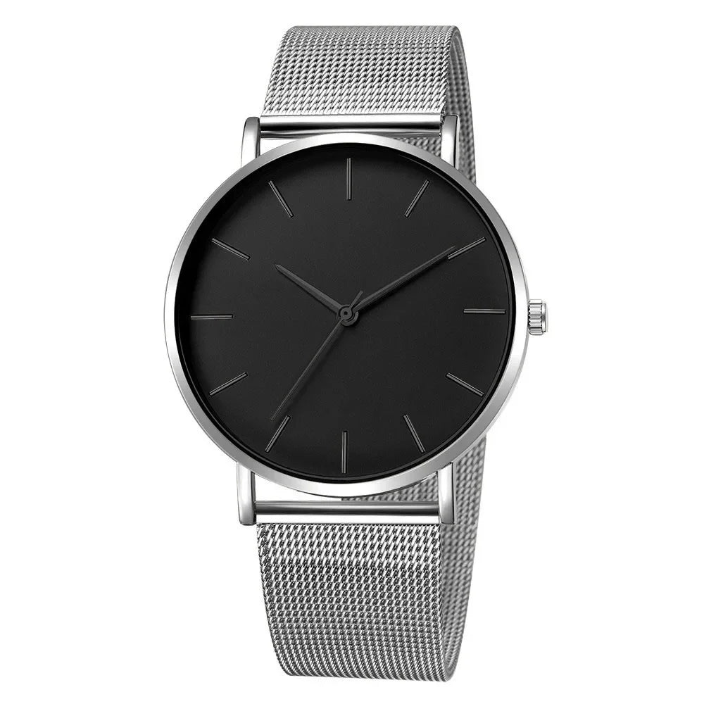 Orologio da donna semplice per il tempo libero 2025 Orologio da polso da uomo di lusso alla moda ultrasottile con cintura in rete vintage