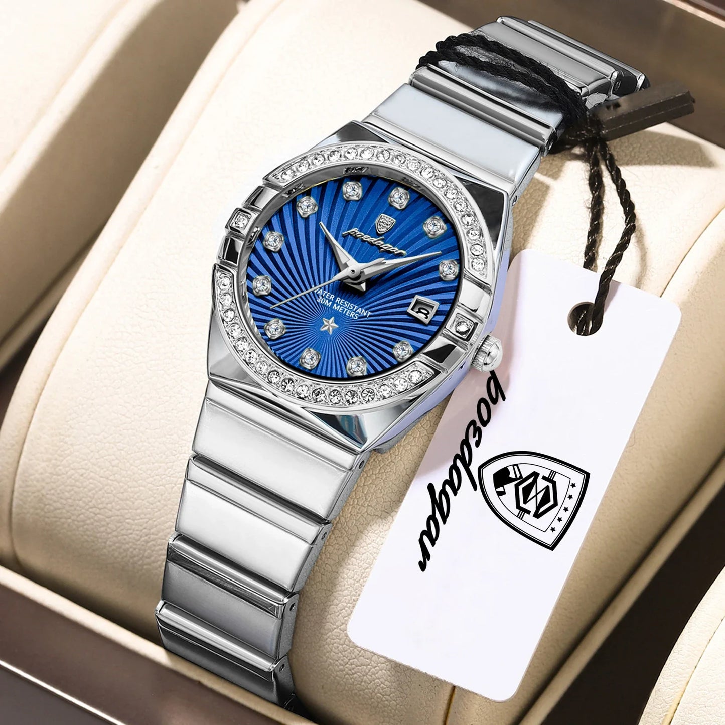 Orologio da donna POEDAGAR, raffinato, impermeabile, luminoso, con datario, in acciaio inossidabile, elegante orologio da polso al quarzo per donna.