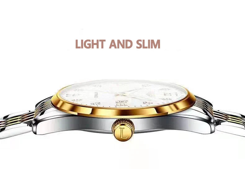 POEDAGAR Orologio da donna di lusso Orologio da donna impermeabile in acciaio inossidabile con data luminosa Orologi al quarzo da donna semplici e casual alla moda