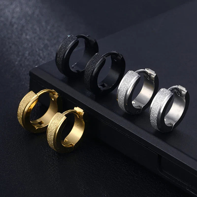 Orecchini a cerchio in acciaio inossidabile con glassa larga 2 pezzi orecchini rotondi neri per donna uomo Punk Vintage Circle Earring Jewelry Statement