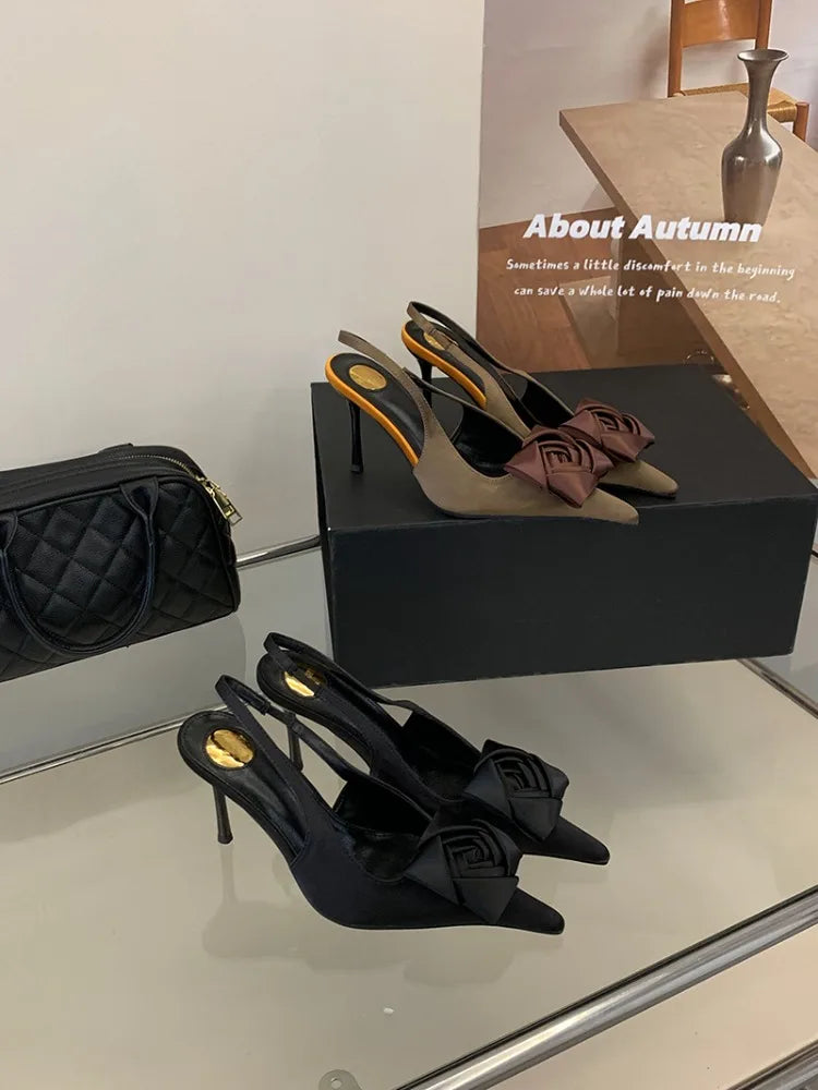 Aneikeh Summer Street Style Elegant Sexy Flower Designer Pointed Toe High Heels Women Shallow Fashion Pumps Banquet Dress Shoes