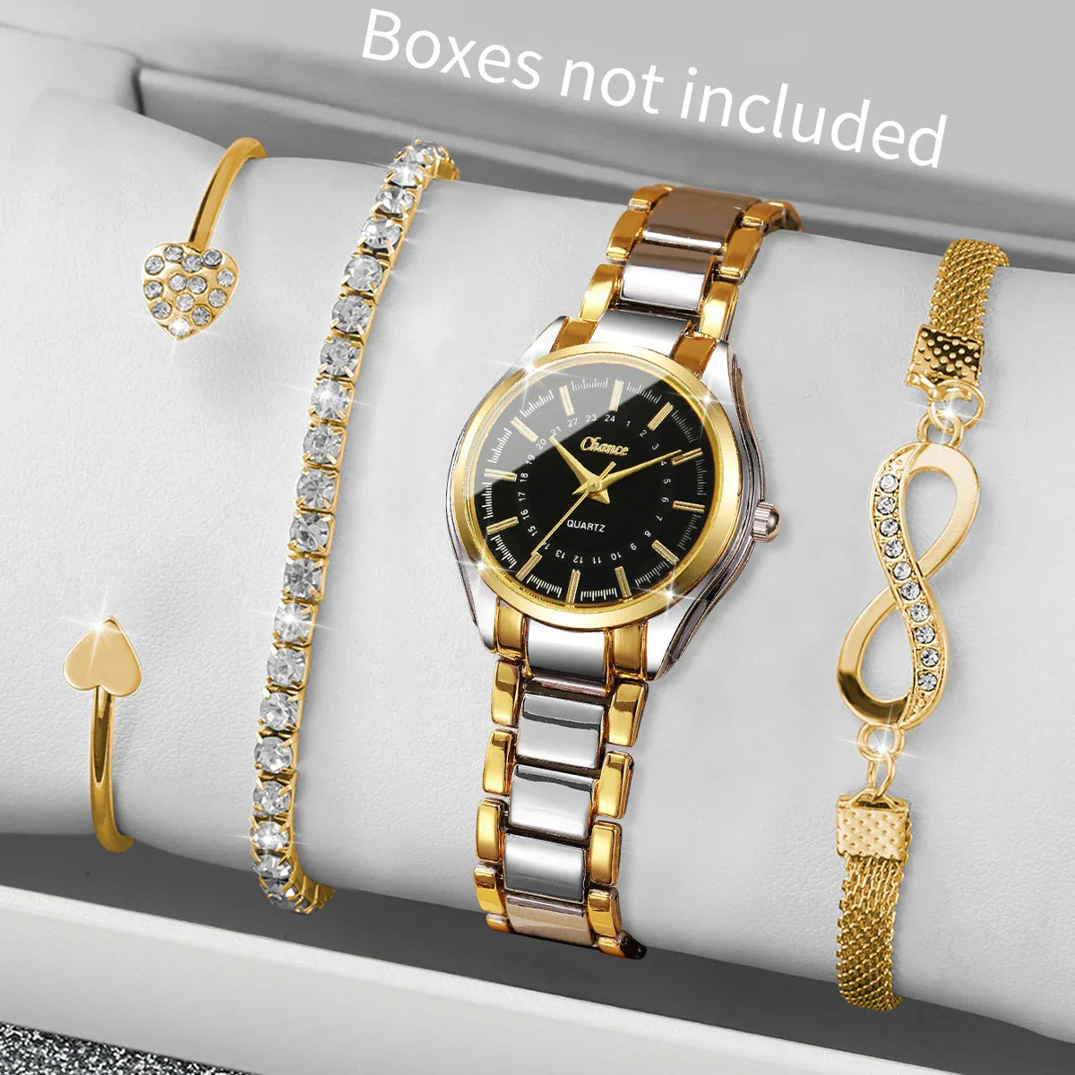 4 pezzi/set moda quadrante piccolo orologi da donna braccialetti da polso analogico al quarzo di lusso da donna Set Reloj Mujer (senza scatola)