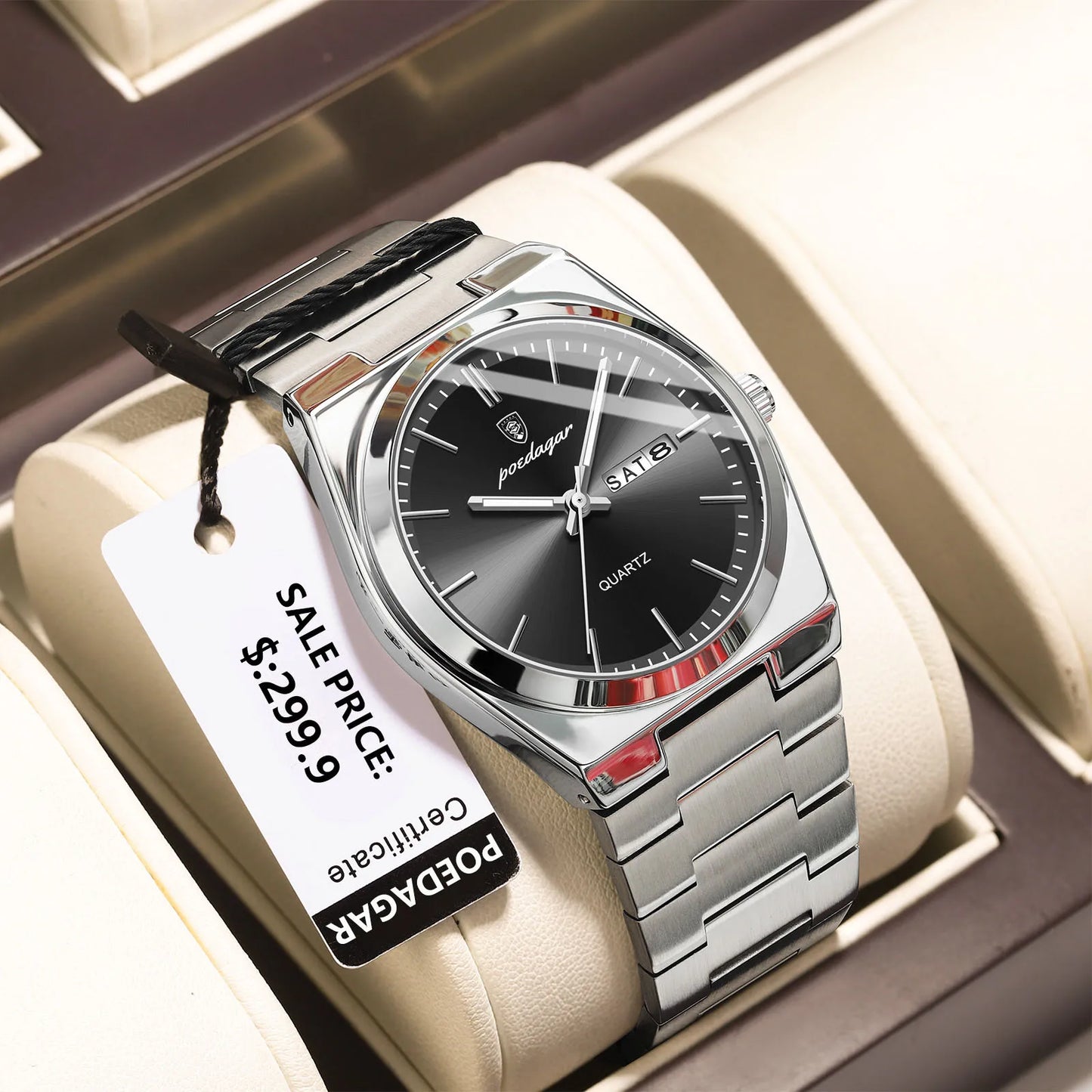 POEDAGAR Orologi da uomo di lusso Impermeabile luminoso Data Settimana Orologio da uomo in acciaio inossidabile Moda casual Orologio da polso da uomo al quarzo Reloj