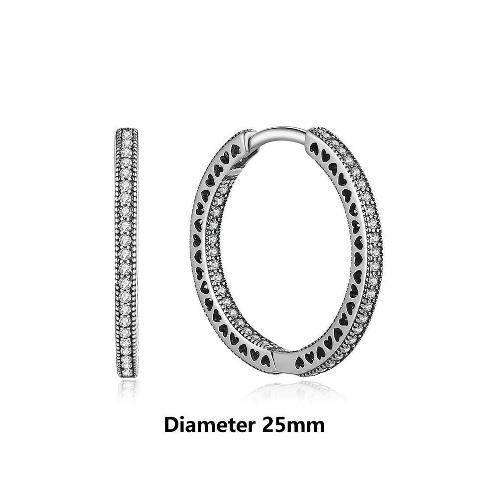Orecchini Originali in Argento Sterling 925, Modello 2026, a Perno e a Cerchio con Cristalli, per Donna, in Oro Rosa, con Corona, Cuore, Infinito, Ape, Gioielli